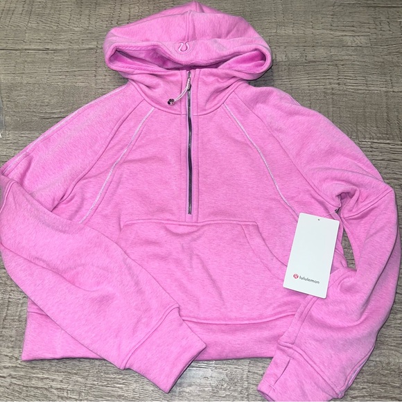 Lululemon Scuba Oversized Half-Zip Hoodie Plush Heathered Dahlia Mauve Size XS/S - Picture 3 of 9